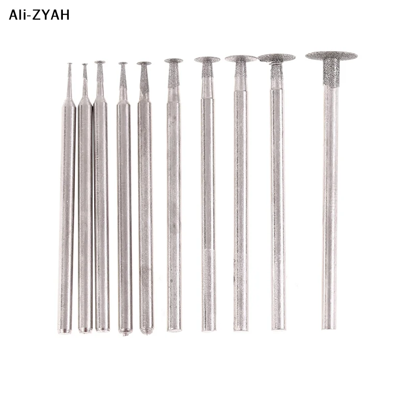 【Wp】10Pcs 2026 New Grinding Bit Accessory Ultra-Thin T Head Shank Diamond Mounted Point Stone Jade Carve Polish Engrave Tool