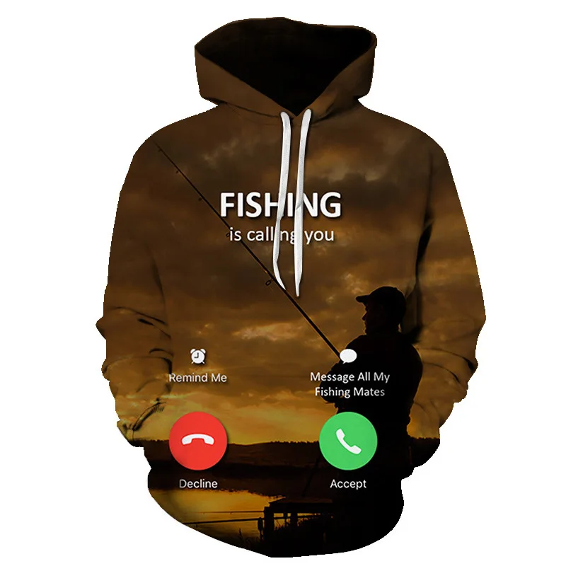 New Fishing Hoodie men 3D print Funny Sweatshirts outdoor casual Sweatshirt Carp Hoodies Hip Hop Mens Clothe oversized hoodie