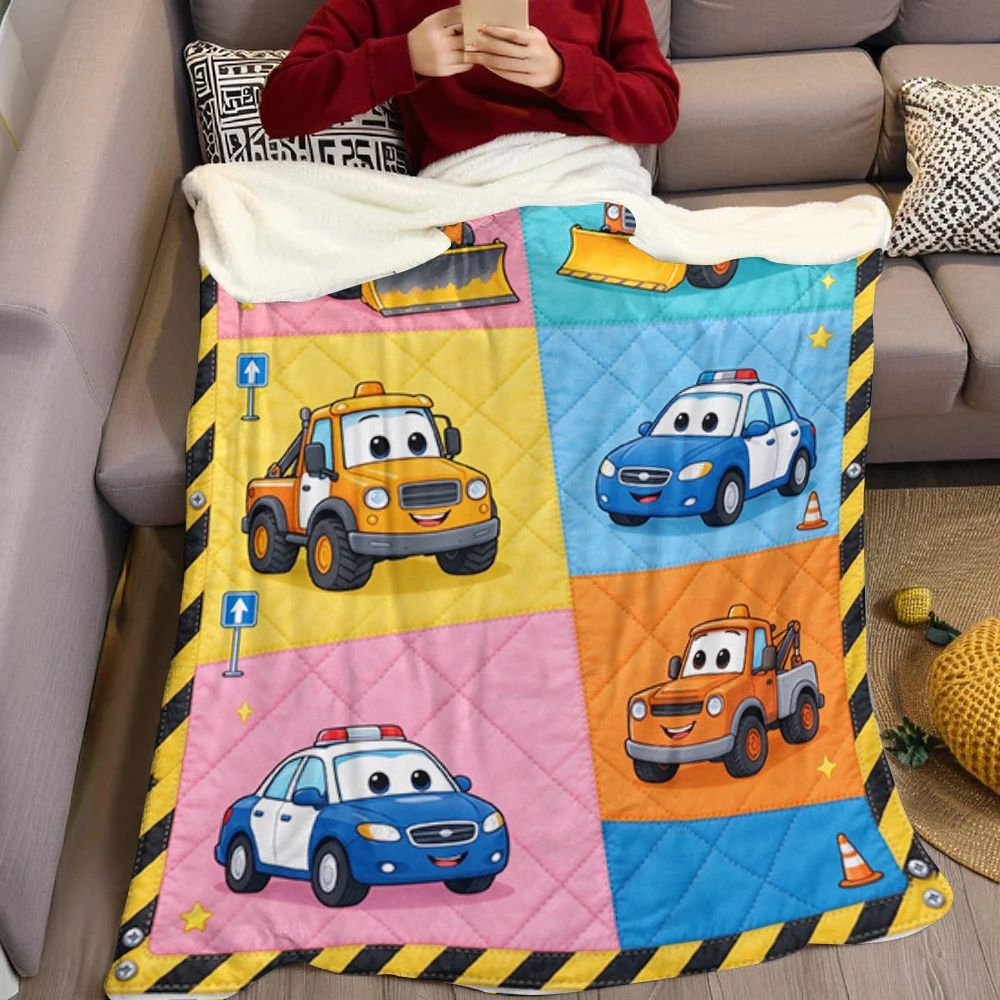 Dozer Taxi Ambulance Tow Flannel Blanket Perfect for Sofa Office Bed Travel Sleep Read Relax Camping Four Season Use