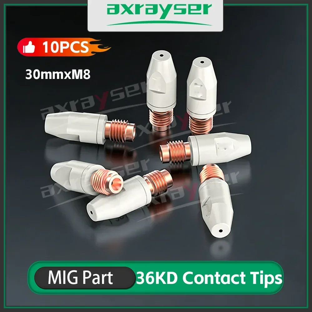 MIG 36KD Welding Contact Tips Coating Tips 30mm M8 Gas Nozzle Tip 0.8/1.0/1.2mm for MIG MAG GMAWelding Torche Welding Tool Parts