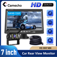 Camecho 7 Inch Car Monitor Rear View Waterproof 4Pin IR Night Vision Reverse Parking Camera for Bus Truck RV Caravan Trailers