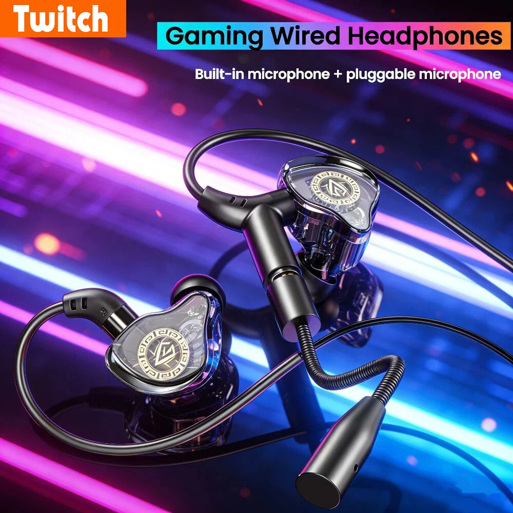 Gaming Wired Headphones 3.5mm/Type C Earphones With Microphone 360° Sound HiFi Stereo Headsets Sport Headphone For Phone in Ear — product photo 1 of 1