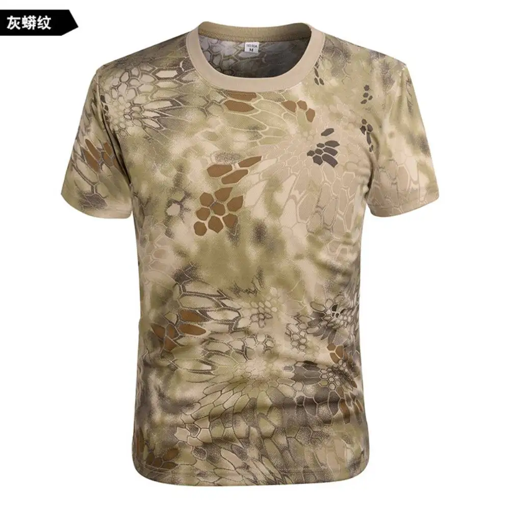 Mens Tshirts Tactical T-shirt Military Camo Tops Tee Breathable Mesh Cotton Quick Dry Short Sleeve Undershirt Army Sports Wear