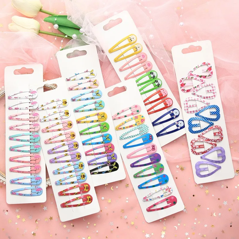 Cute Cartoon Printed Hairpins Set Children Baby Girls Small Hair Clips BB Pin Barrettes Accessories Hairgrips Headdress Headwear