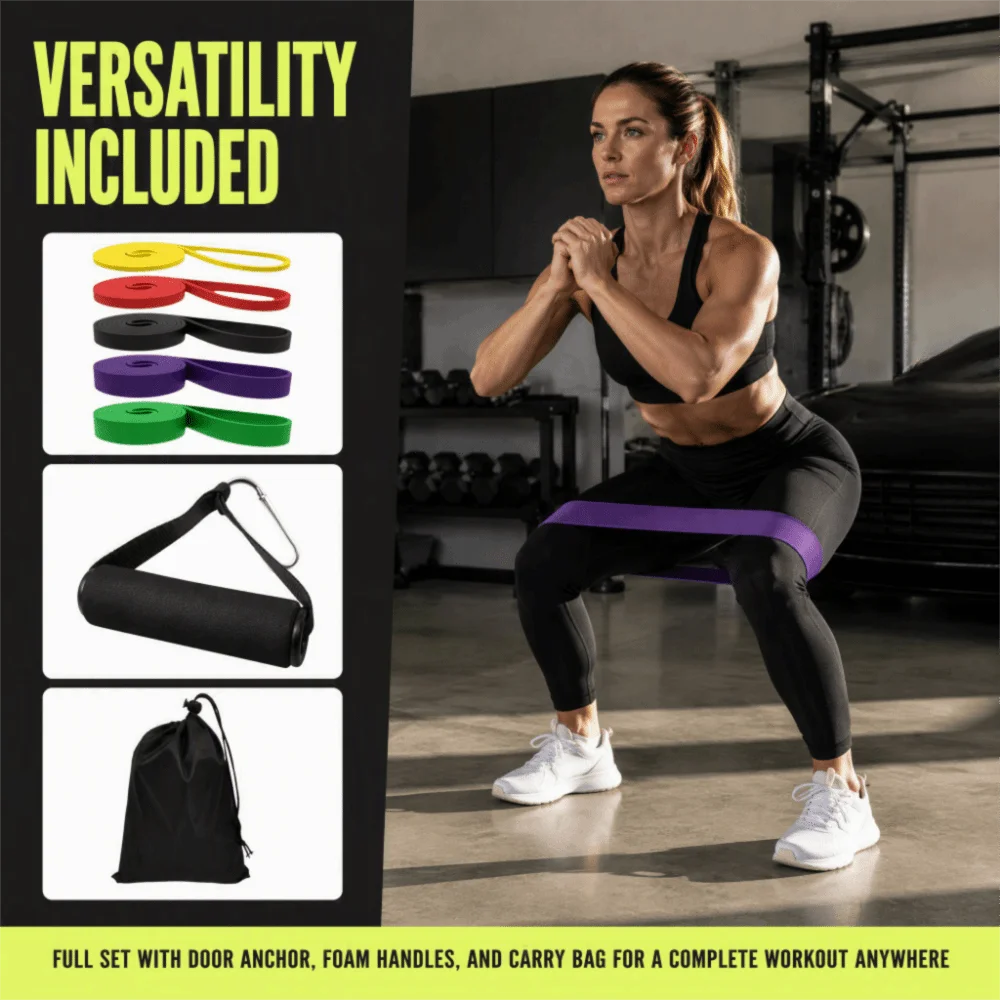 9pcs Thickened Solid Design Resistance Bands Set Long Lasting Use TPE Material TPE Resistance Bands Color Coded Bands