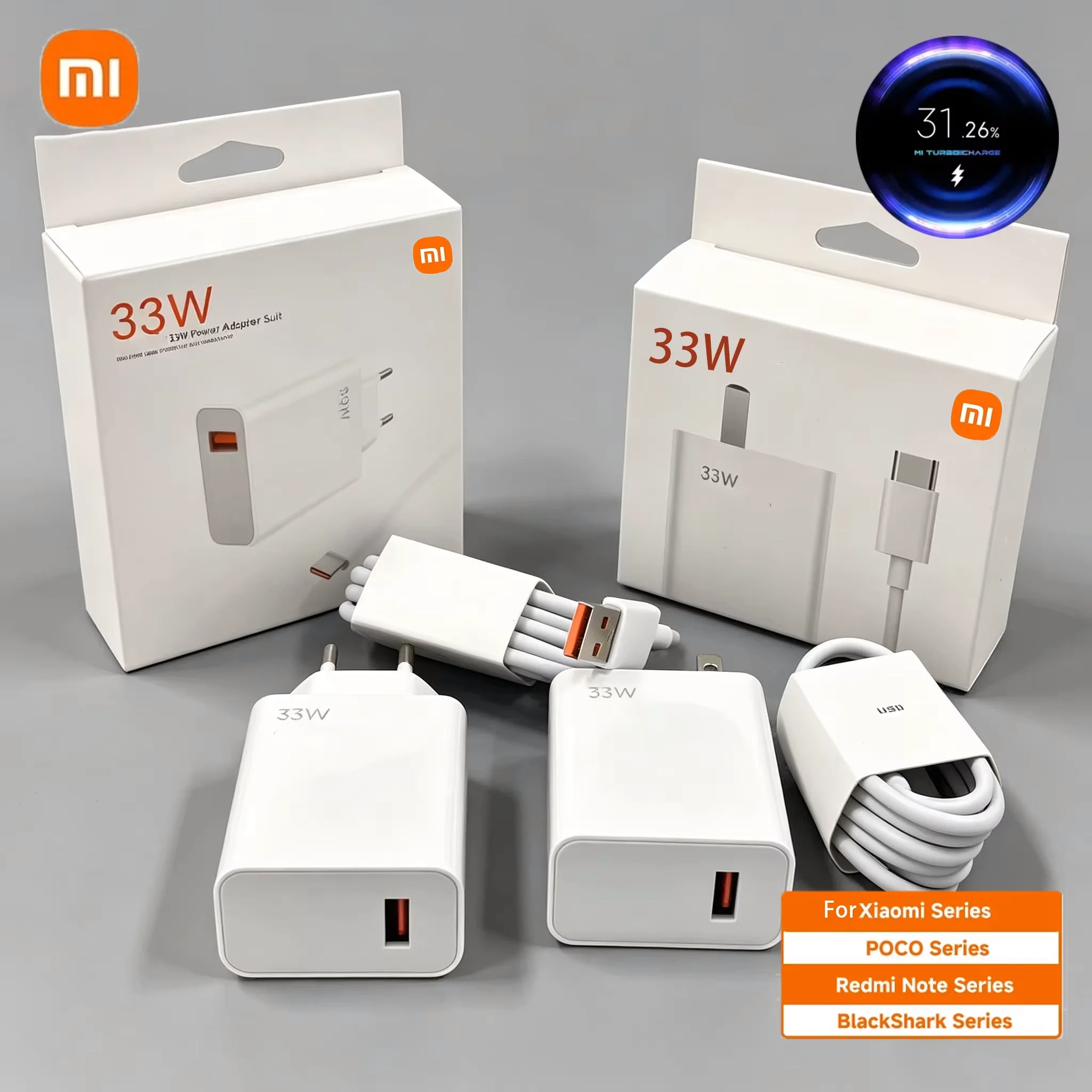 Original XIAOMI 33W Charger Fast Charge 1M Usb Type C Cable For Poco X3 NFC M4 Mi 11I 10T 5G Redmi Note 13 12 11 10 9 Pro