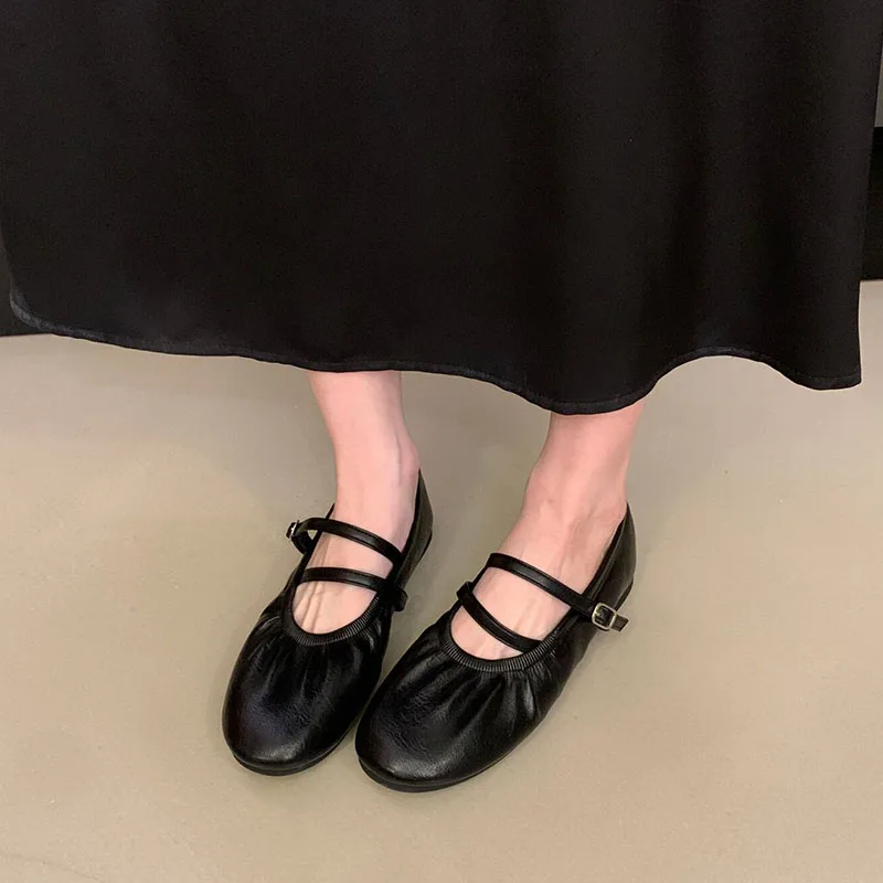 Modische Schnallenriemen-Damen-Mary-Jane-Schuhe, Lolita-Schuhe, Weiche Elegante Damen-Flats mit Runder Zehenpartie, Neue Damenschuhe – Detail 10