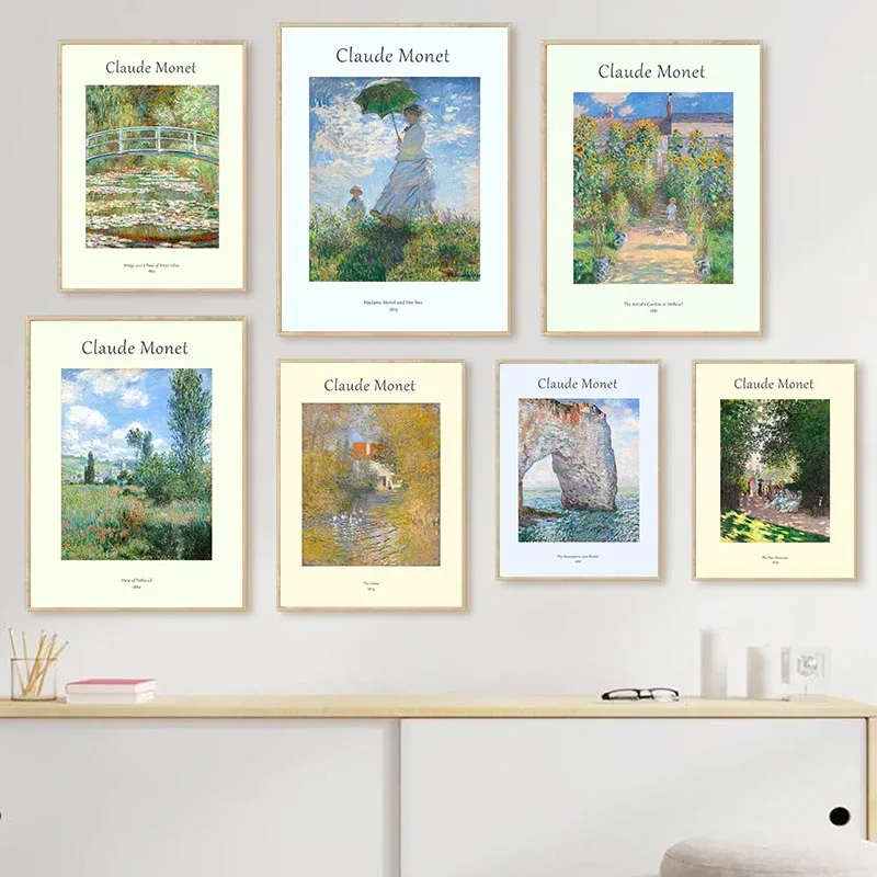 

Claude Monet Classic Landscape Art Exhibition Poster Canvas Painting Abstract Wall Picture For Gallery Museum Home Room Decor