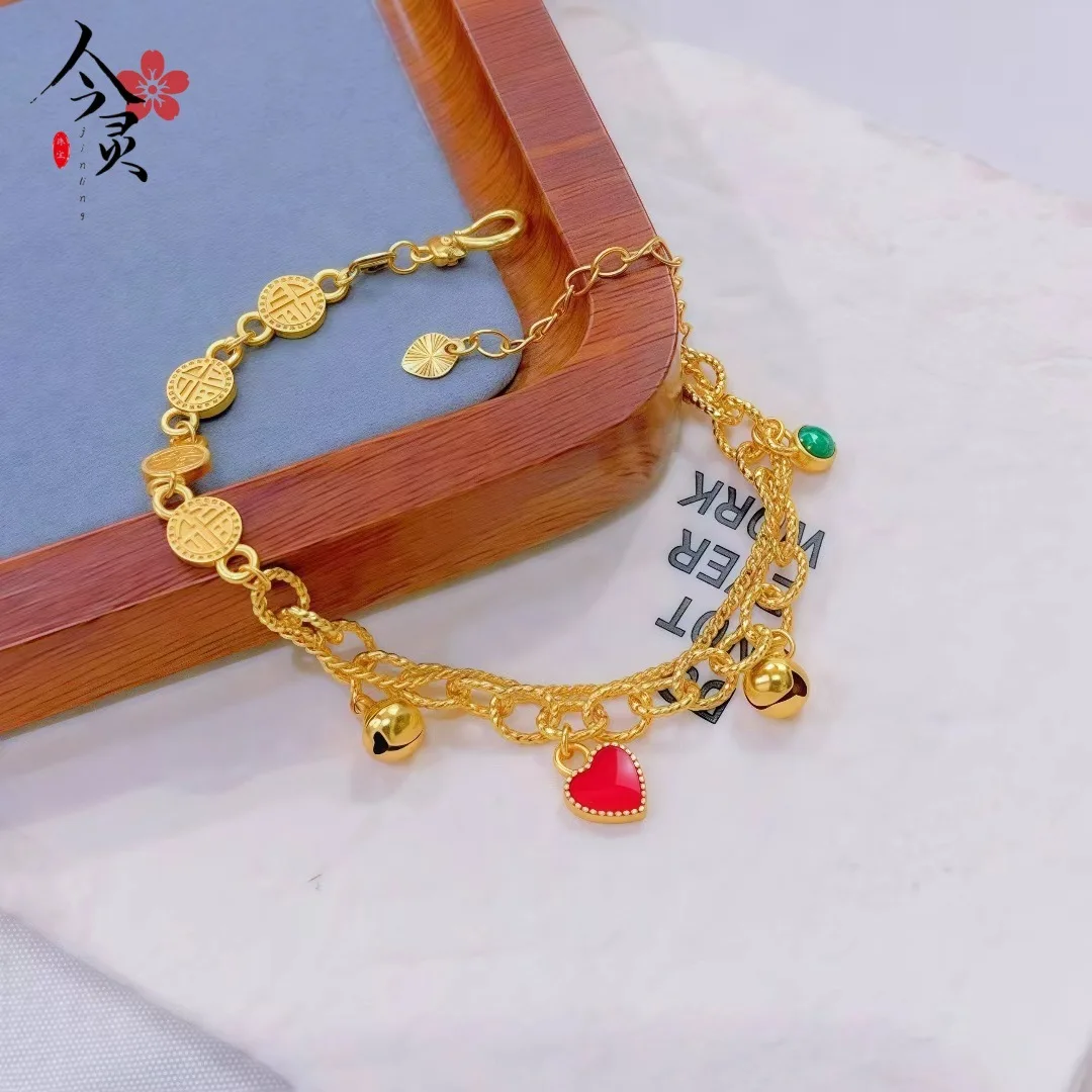 

AU999 Women Fortune Smiles Double-Layer Bracelet 24K Gold - Gold boosts shine, elevates lucky nobility