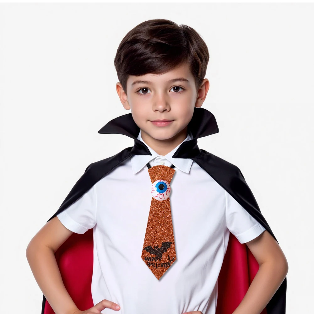 ربطة عنق الخفافيش تضيء الهالوين المضيئة ربطة عنق قابلة للتعديل للهالوين مقلة العين للأطفال فستان عطلة الديكور زي الحدث #4