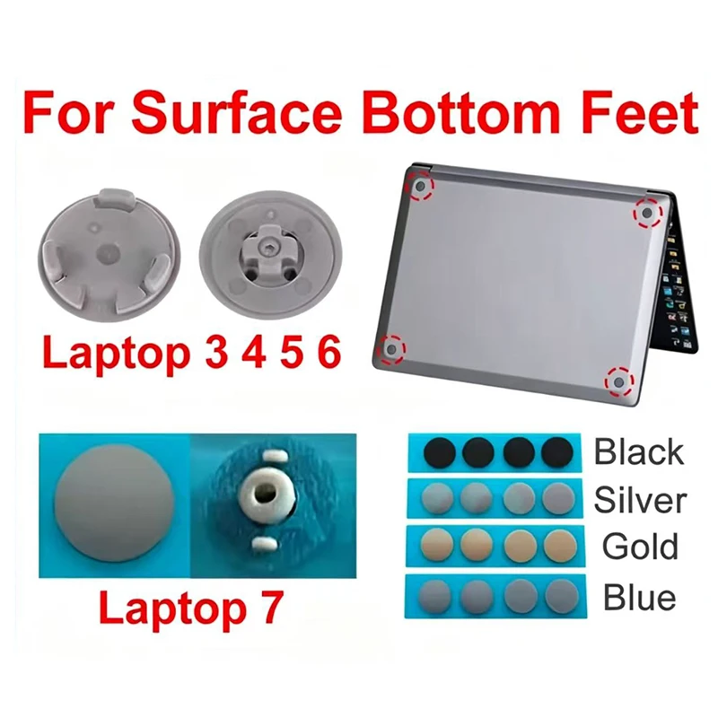 Replacement Rubber Feet Sliver Gold Blue Black For Surface Laptop 3 4 5 6 7 Bottom Case Foot Pad 1867 1950 1978 1952 2033 2036
