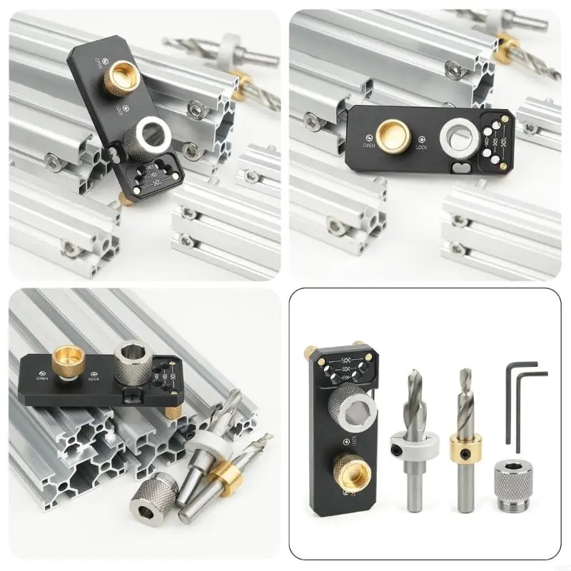 Herramienta guía perfil perfil aluminio ajustable HX6C con brocas taladro para alineación precisa los en