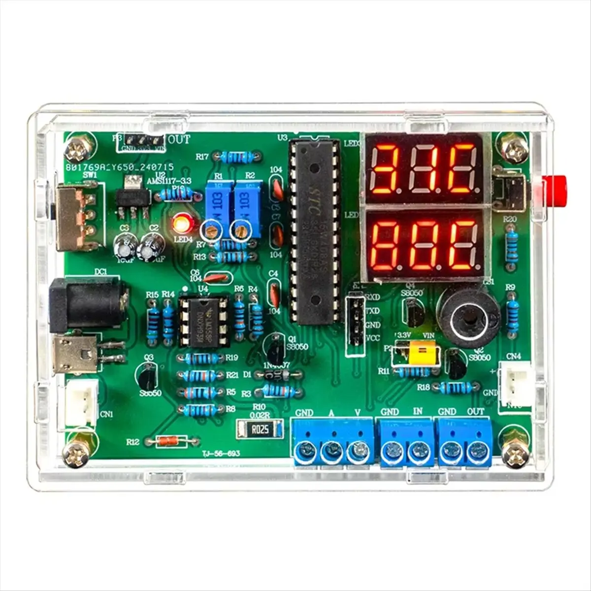 (A21Z) Multi-Function Meter DIY Soldering Kit Voltage Current Temperature Measurement PWM Signal Generator Loose Parts No Shell