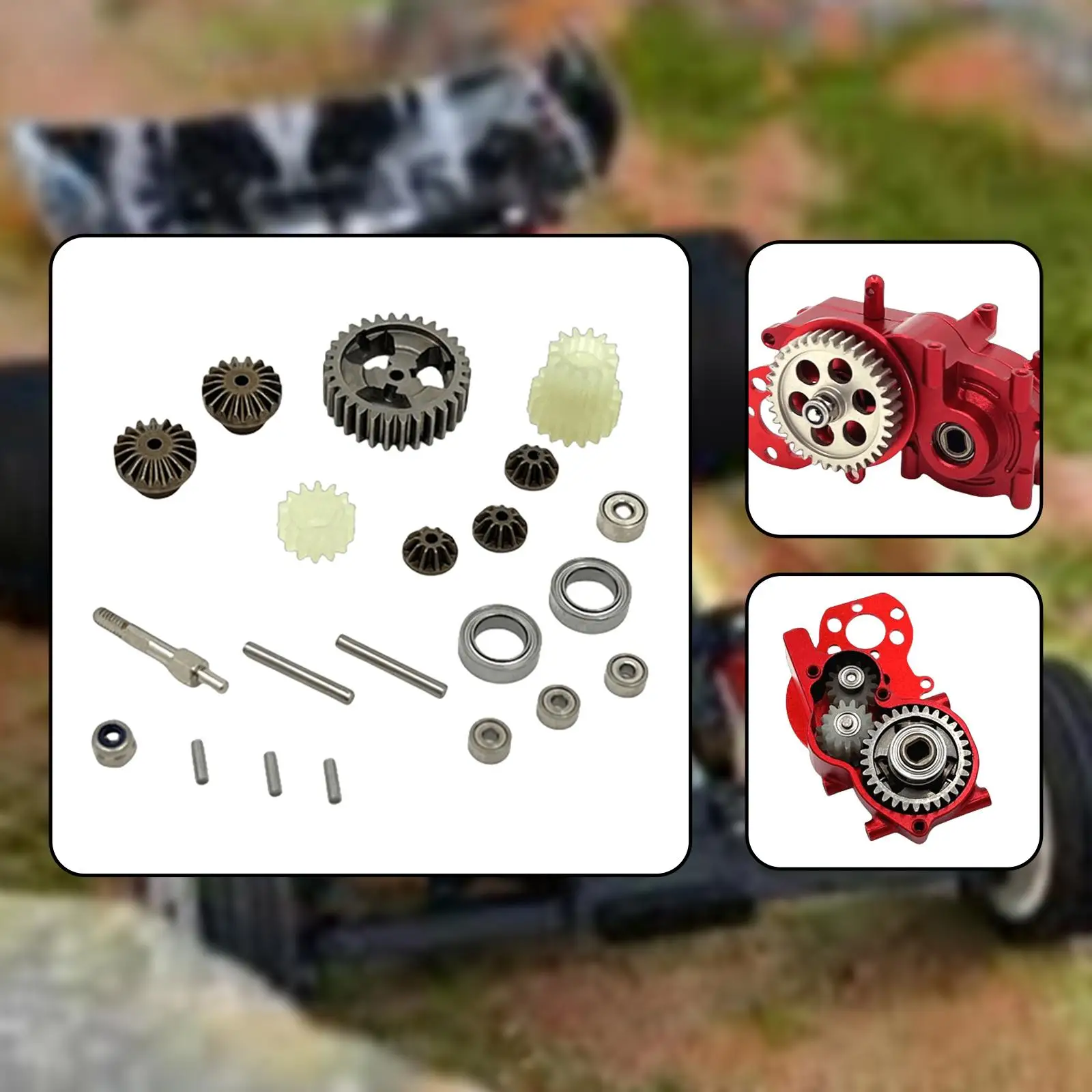 

RC Car Gearbox Gear and Bearings Set Replacement Accessory,DIY,RC Model Vehicle Parts,Transmission Gear Upgrade Part for Wltoys
