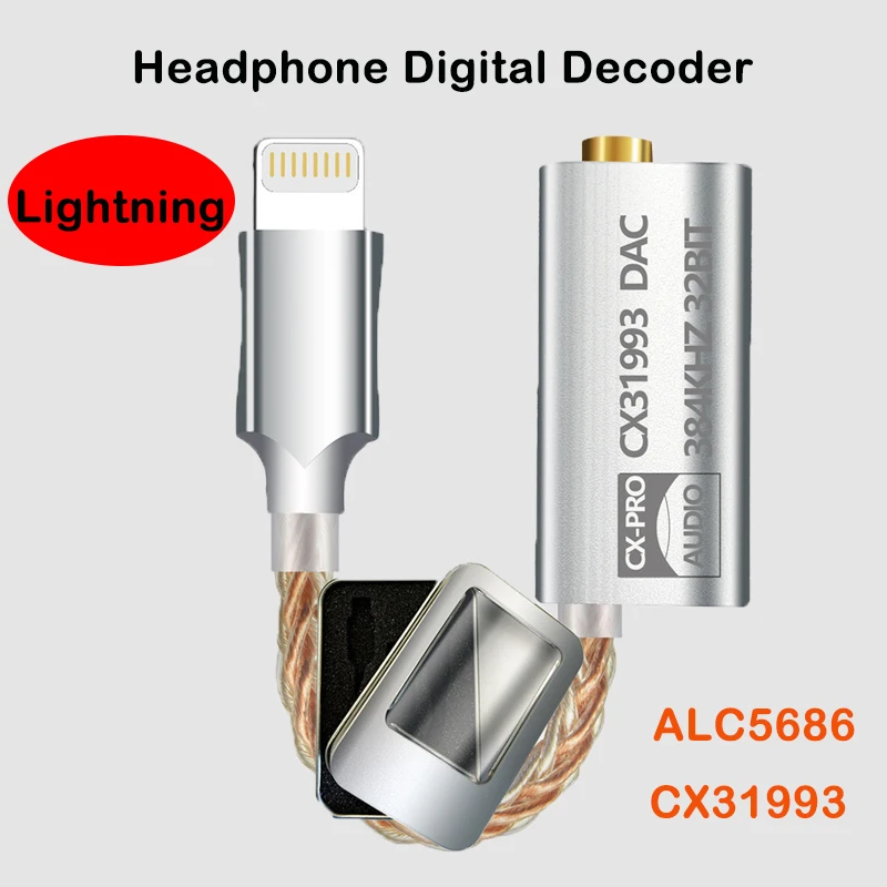 ALC5686/CX31993 DAC Headphone Amplifiers For iPhone iOS HiFi Audio Decoding AMP Adapter Sound Card Digital Decoder 32bits/384KHz