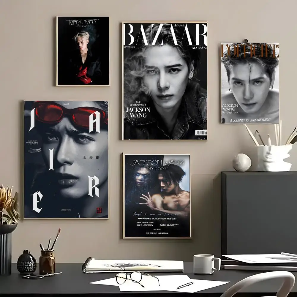 Singer Jackson Wang Poster Aesthetic Self‑Adhesive Waterproof Wall Art Print Home Decor for Bedroom Living Room Bar