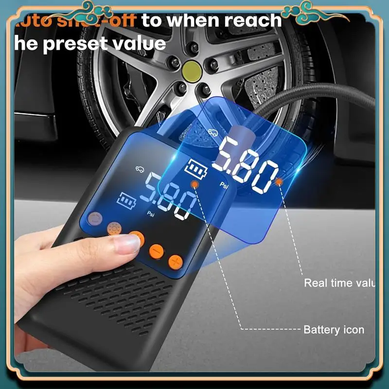 Latest Electric Tire Inflator Portable Air Compressor - Cordless Air Pump Tires - Bicycle Pump With Air Pressure Gauge Durable
