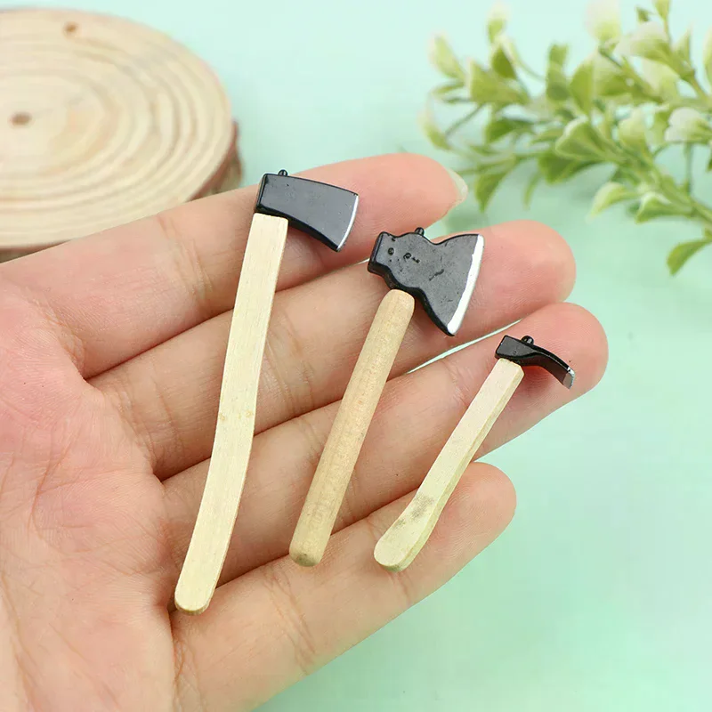 /Cna/3pc/Set Mini Wood Metal Chopper  Dollhouse Miniature Tools For Kids Creative Play Home Decoration