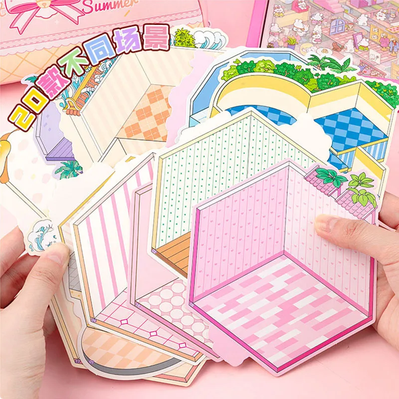 61 pezzi: include 20 carte di scena, 40 adesivi e 1 paio di pinzette, mini adesivi di scene 3D, adesivi paesaggistici 3D fatti a mano fai-da-te