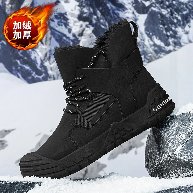 Männer Winter Solide Plüsch Schnee Stiefel Mann Warme Werkzeug Schuh Männer für Arbeit Stiefeletten Mode Mann Dicken Boden Outdoor casual Schuhe