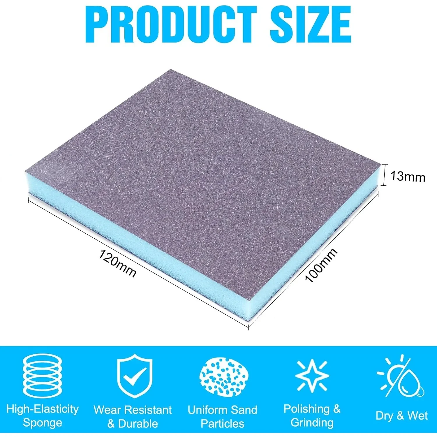 6PCS Sanding Sponge, Washable Reusable Blocks 60/80/100/120/240/400 Grit Wet Dry Sandpaper for Wood Drywall Metal