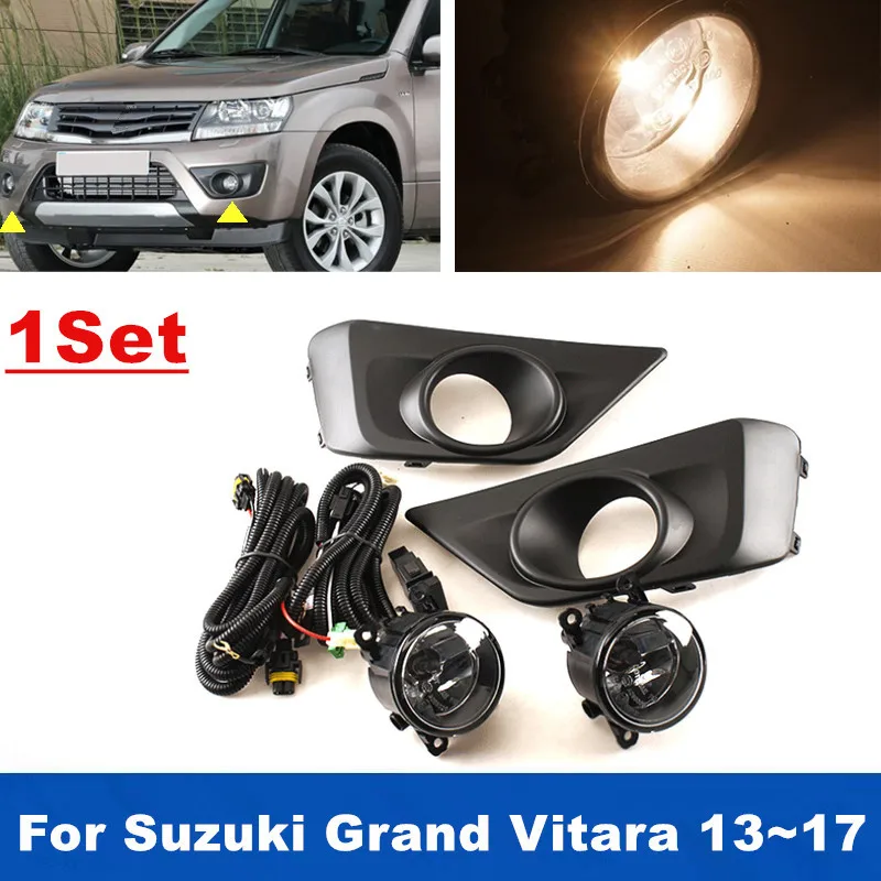 

1Set Car Front Driving Fog Lamps With Bezel Wiring Switch Kit For Suzuki Grand Vitara 2013 2014 2015 2016 2017