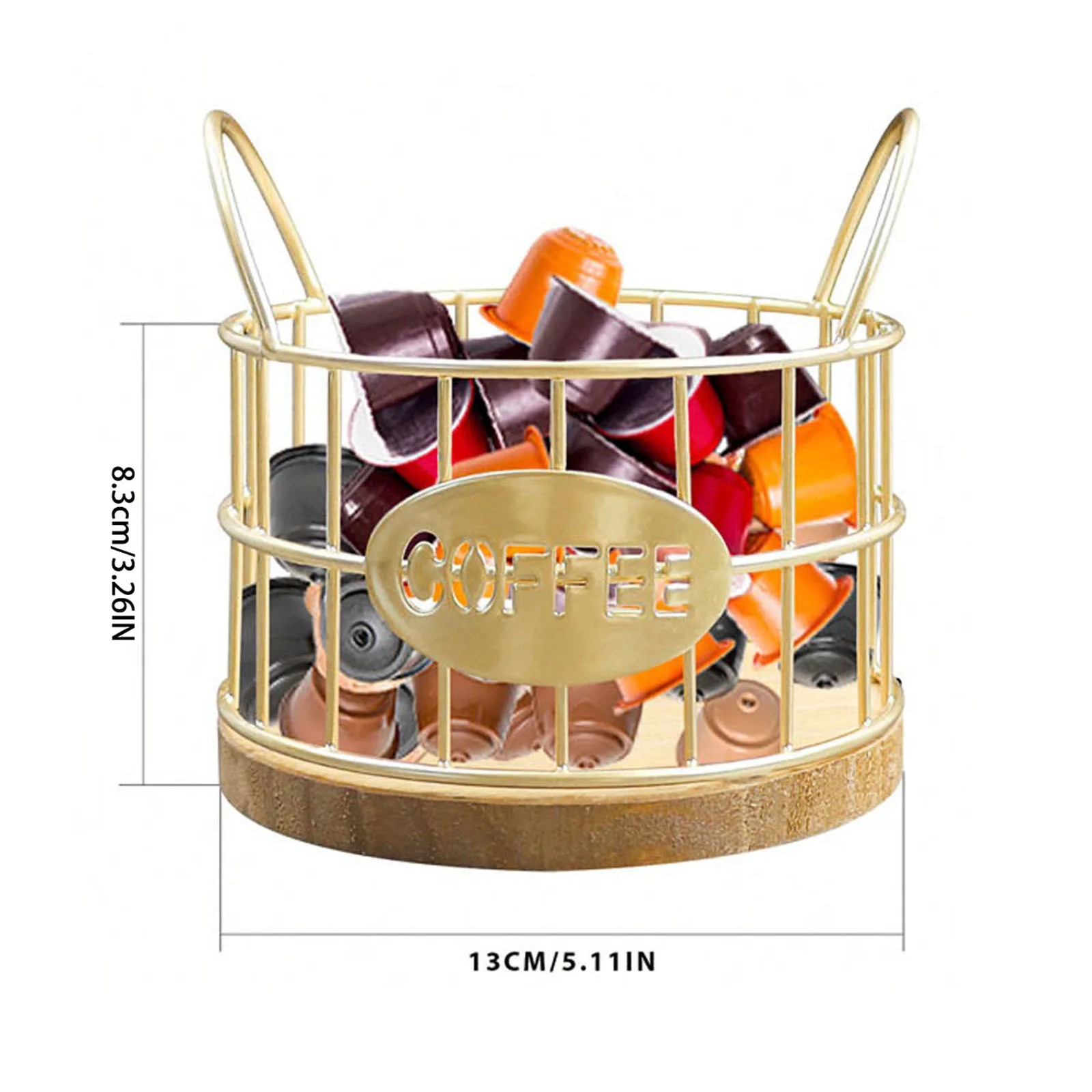 Coffee Pod Storage Organizer Cup Holder for Counter Metal Storage Basket for pods Coffee Bar Decor Organizer for Coffee Capsule
