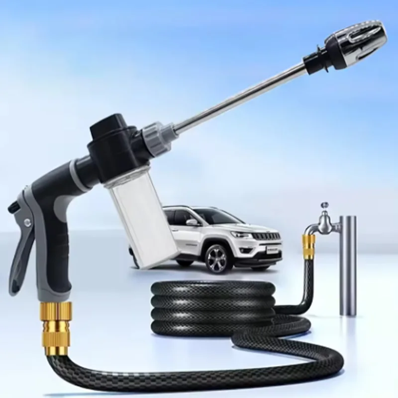 High Pressure Car Wash Foam Gun Transparent Scale Soap Bottle Adjustable Water Spray Nozzle Garden Hose Foam Sprayer Auto Cleani