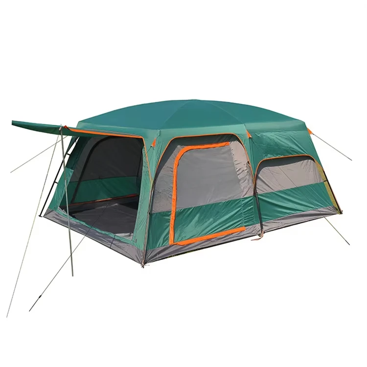 Tienda de campaña al aire libre de gran espacio, 8-12 personas, doble capa, 2 habitaciones, 1 sala de estar, tienda de campaña familiar impermeable de lujo