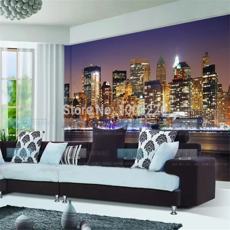 custom photo mural modern City wallpaper Geometric lines night view luxury background 3D wallpapers Home Decoration 3D Stickers