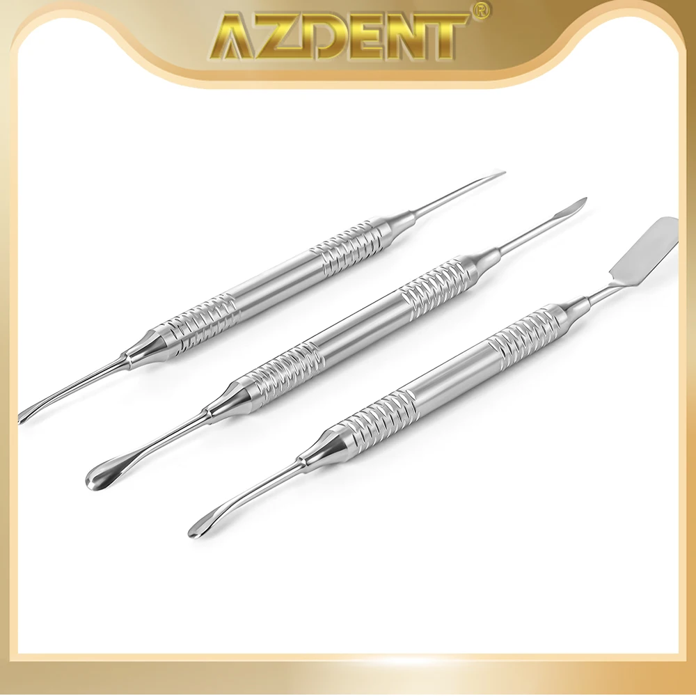 3Pcs/Kit AZDENT Dental Double Ends Implant Periosteal Elevator Tool Autoclave Stainless Steel Surgical Implanting Tool Dentistry