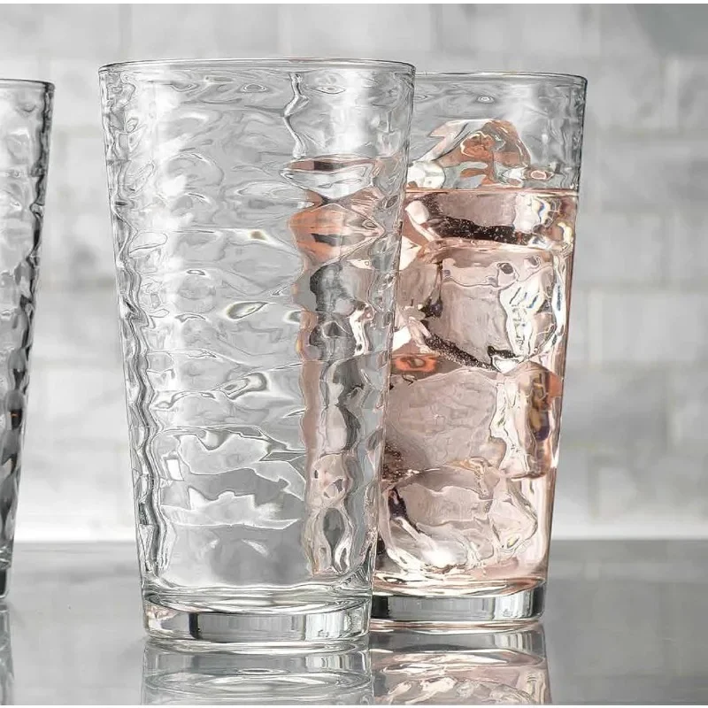 Drinking Glasses Set of 10 Highball Glass Cups, Premium Glass Quality Coolers 17 Oz. Glassware.