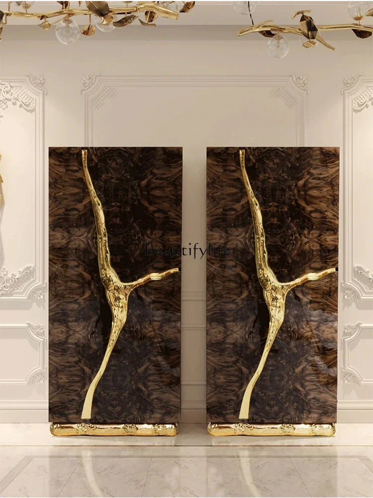 Customized light luxury high-end wine cabinet integrated against the wall Household wine cabinet