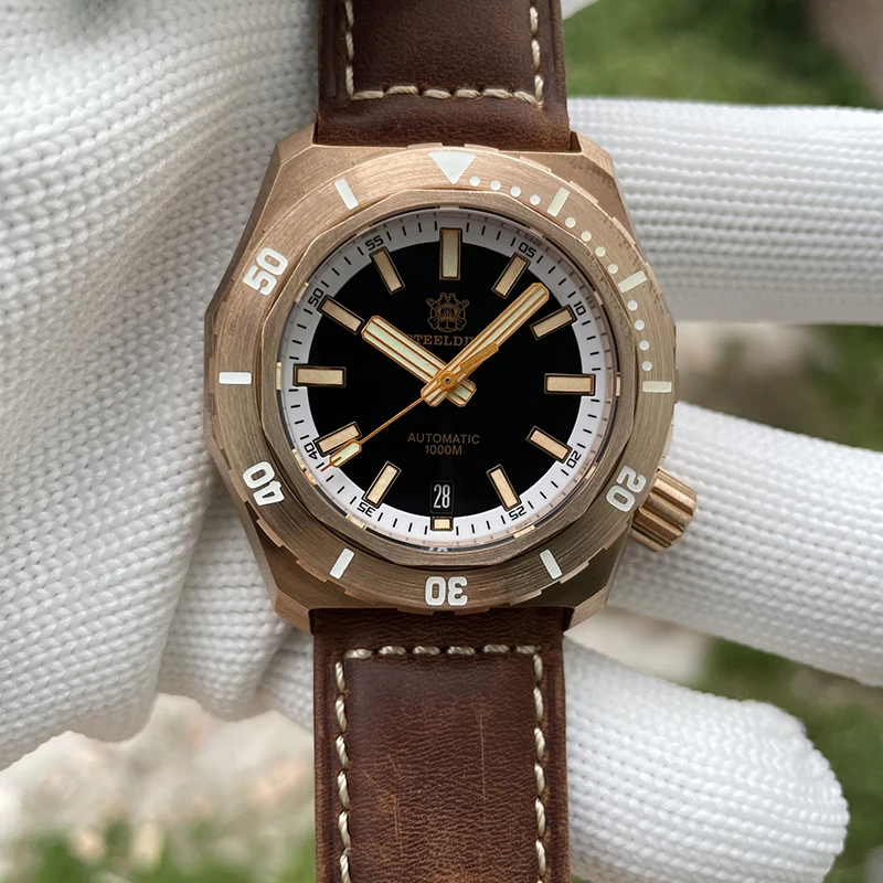 Steeldive Mens Diver Watches Men Bronze Automatic Mechanical Wristwatch Military Dive1000M Waterproof C3 Luminous Sapphire NH35