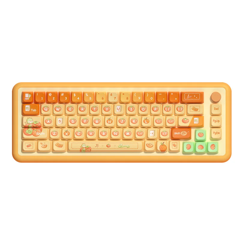 Orange Cartoon Theme Keycaps 138/158 Mda Profile Pbt Mechanical Keyboard Anime Gaming Cute Holiday Office Gift Collection Keycap