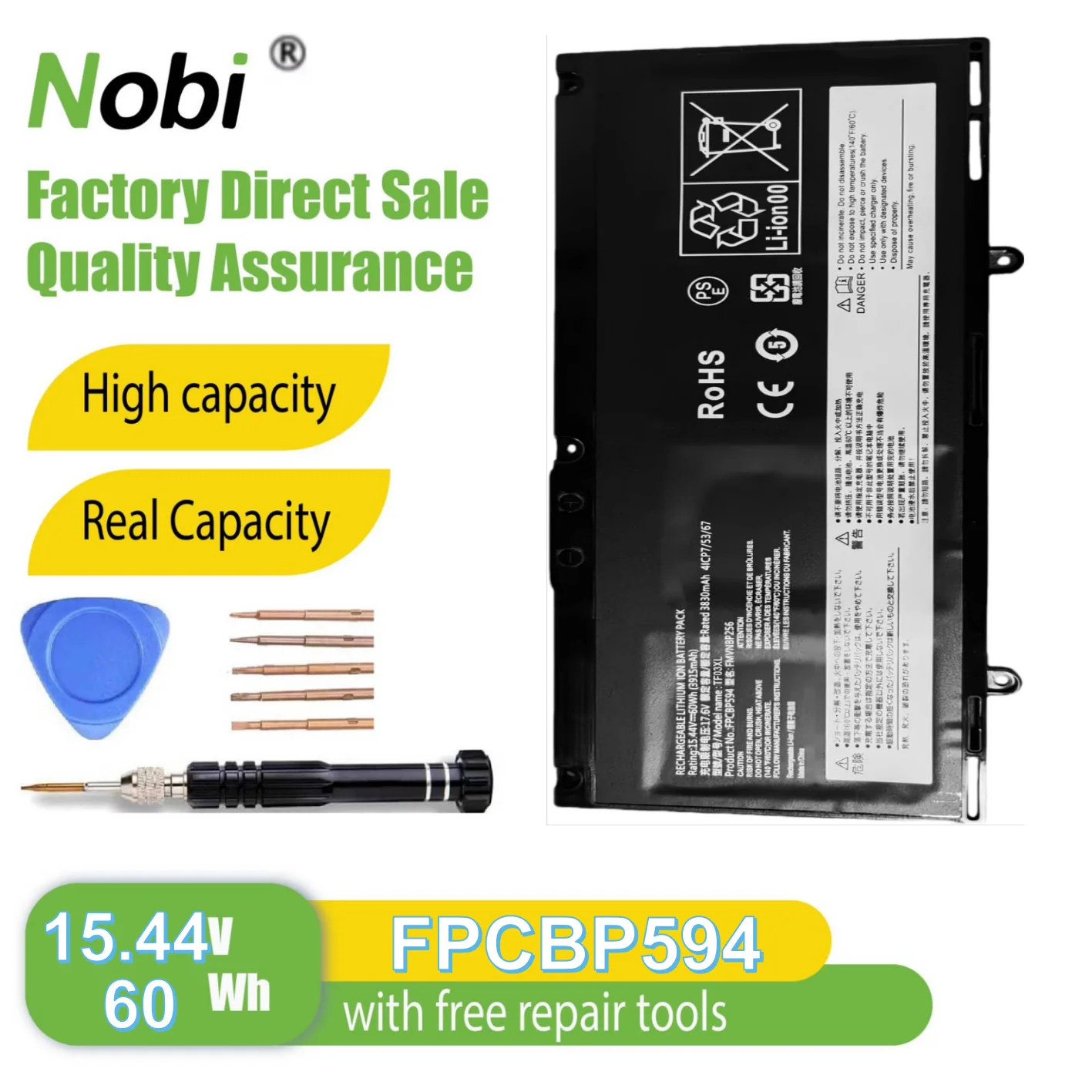 

Nobi FPB0363S FMVNBP256 FPCBP594 battery for Fujitsu LifeBook U7312 U7412 E4412 E5412A E5412 Series （60Wh-15.44V)