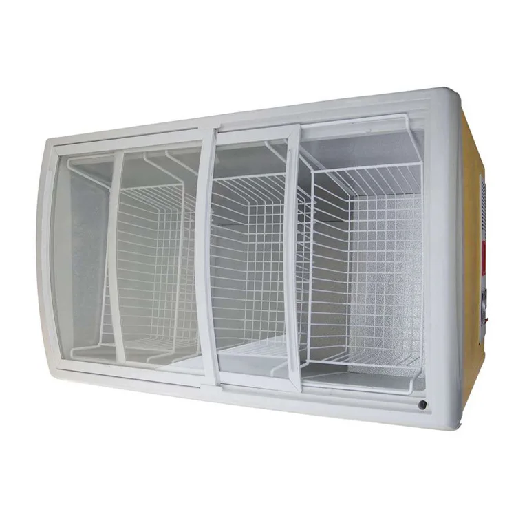 258 liters curved glass door freezer ice cream freezer solar DC 12/24V household commercial freezer
