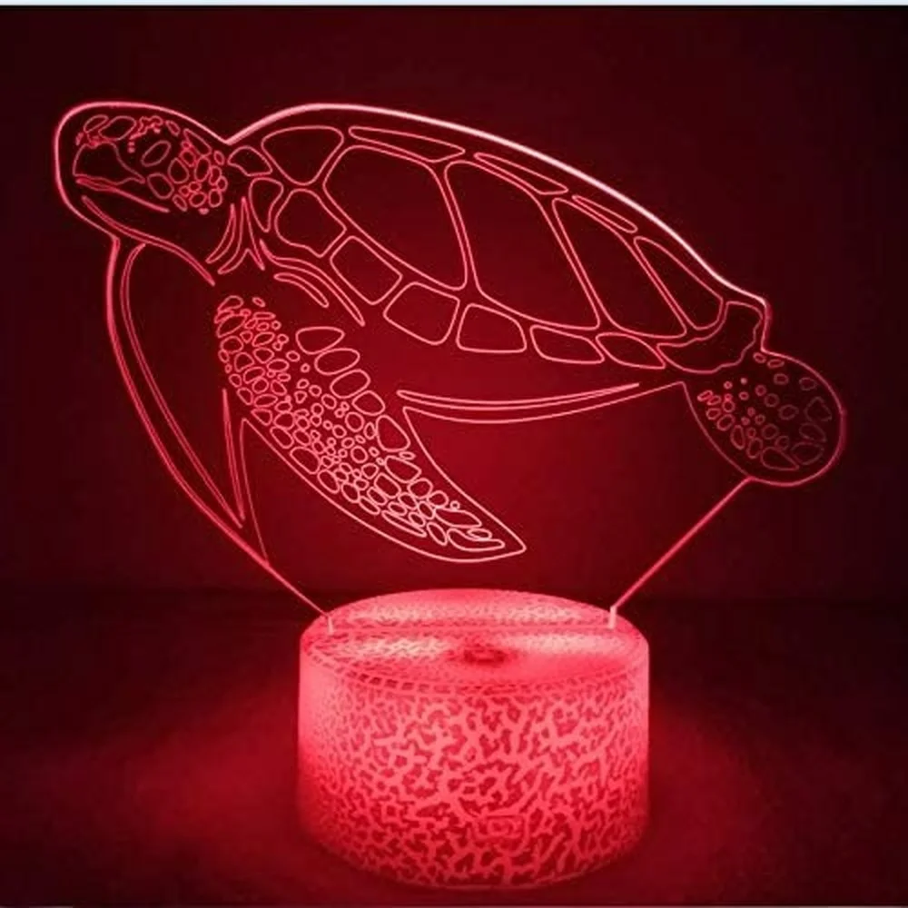 Nighdn 3D lampa złudzenie optyczne żółwiem morskim lampka nocna 7 zmiana kolorów lampa LED z USB stolik nocny dekoracja prezent na Boże Narodzenie dla dzieci