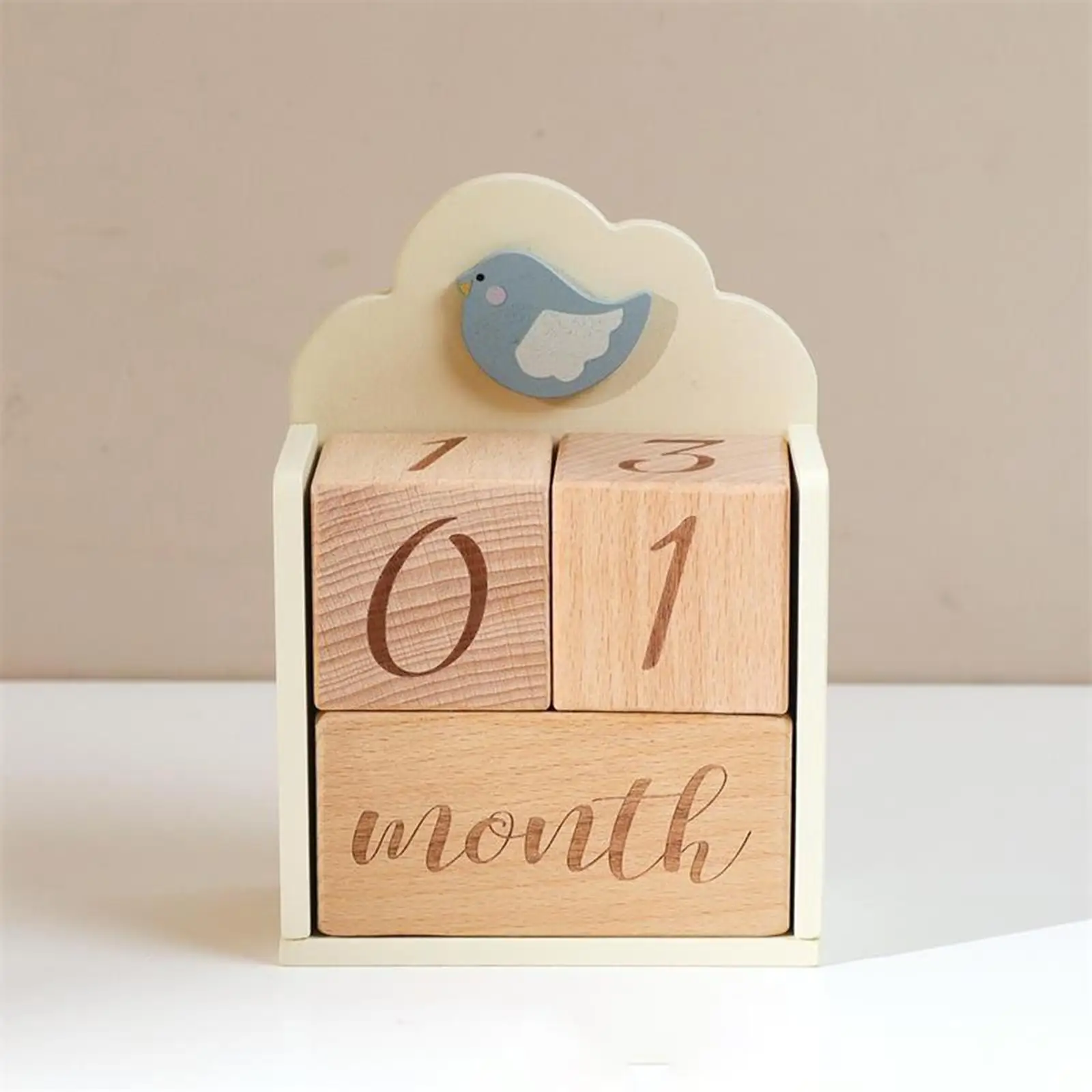 Wooden Baby Milestone Age Blocks Lightweight, for Baby Shower Practical, Include