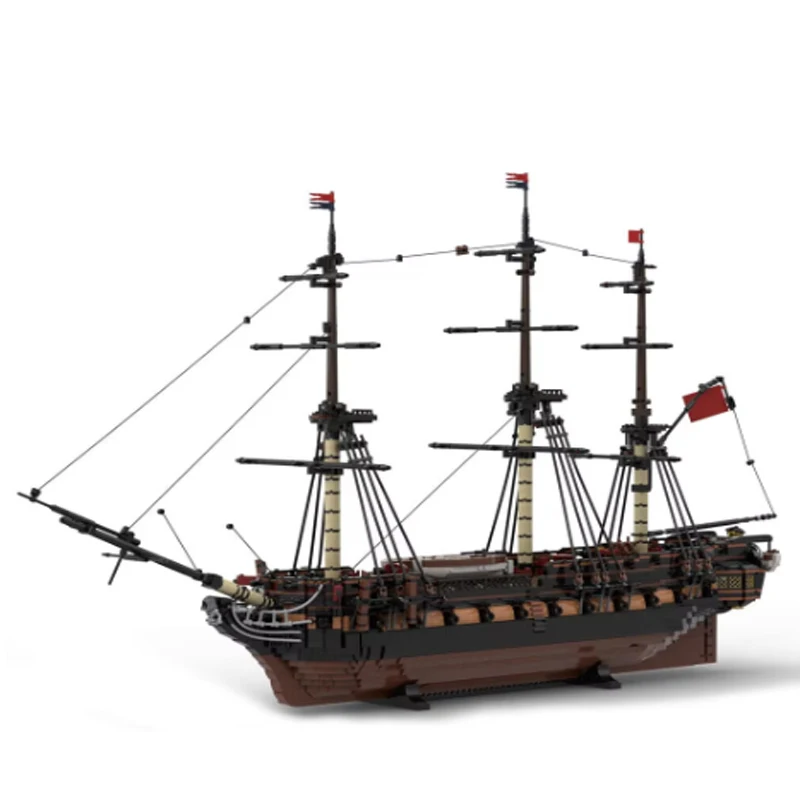 5733PCS MOC European Medieval pirates Imperial admiralty Supernaut Heavy Frigate model DIY creative ideas warship childToy block