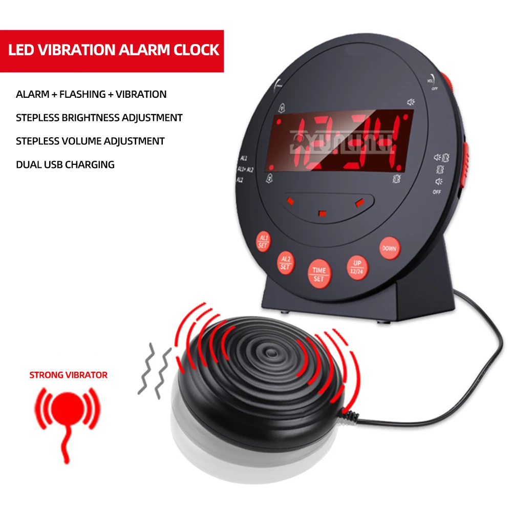 Strong Vibration Electronic Digital Clock, Designed for the Deaf, Mute, Elderly, And Hearing-Impaired with Vibration Alarm Clock