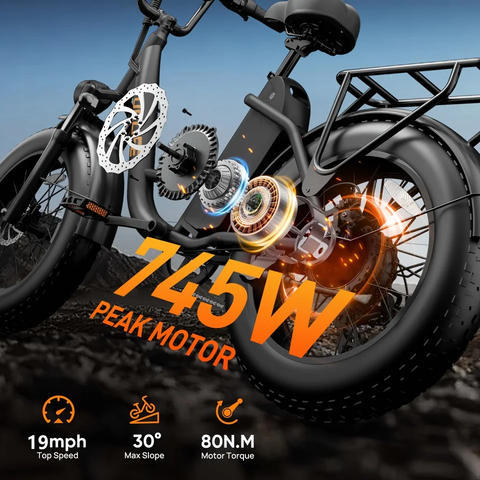 E20Pro Grey Adult Electric Bicycle Unisex Portable E-Bike 745W Peak Motor 48V 15.6AH Detachable Lithium Battery 100 Mile Range 1 image 3