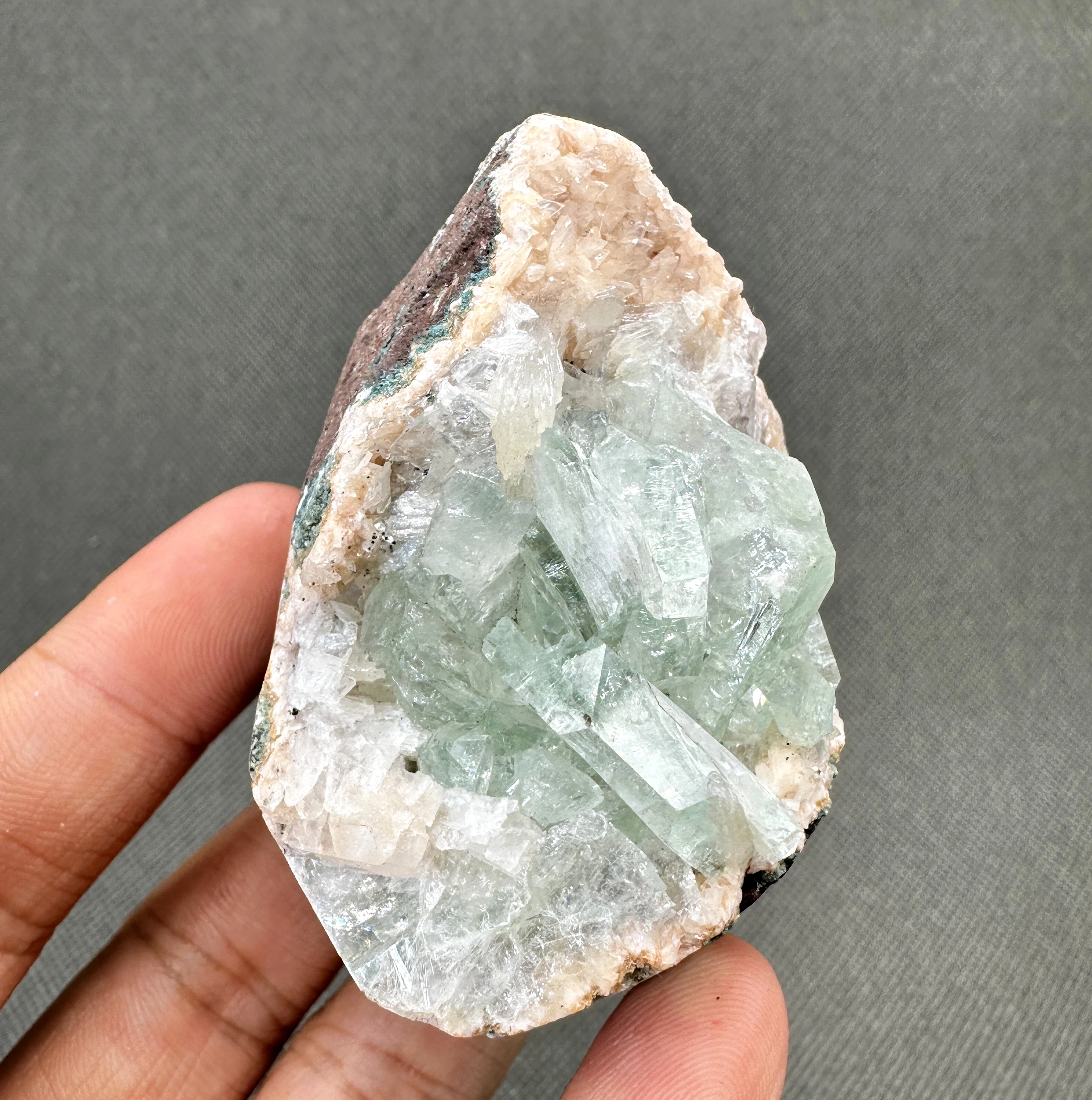 172 g Natural India zeolite and green apophyllite symbiosis Mineral Specimen + healing quartz crystals and stones rock gemstone