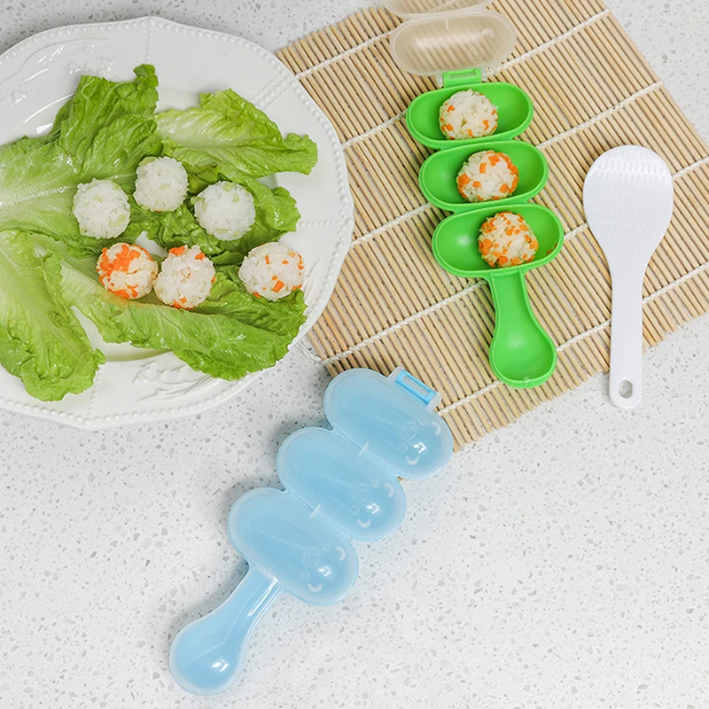 ● Rice Ball Shaker Diy Rice Baller Shakers Lunch Maker Mould Onigiri Mold Sushi Meatball 3 Even Ball Shaped Kitchen Tools Rice