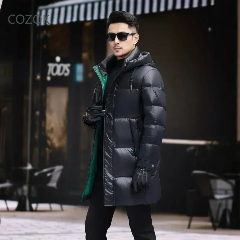 Cozok jaqueta longa masculina, roupas de grife com acolchoamento de pato 2025 casacos de inverno quentes para saco casual