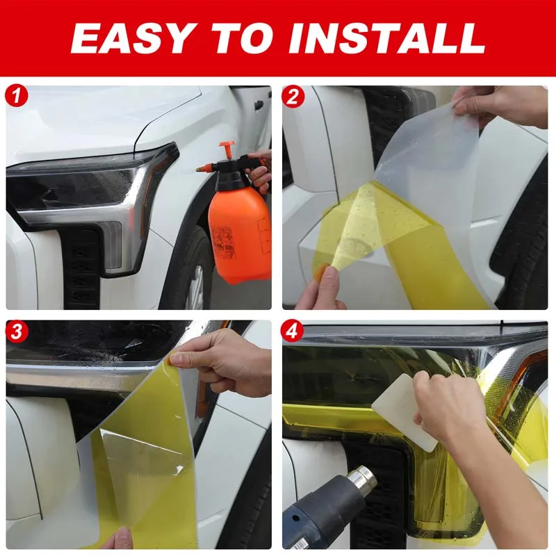 

Car Front Headlight Tint Film Trim Sticker Transparent Headlight Film Headlight Decor Stickers For Toyota Tundra XK70 2022-2026