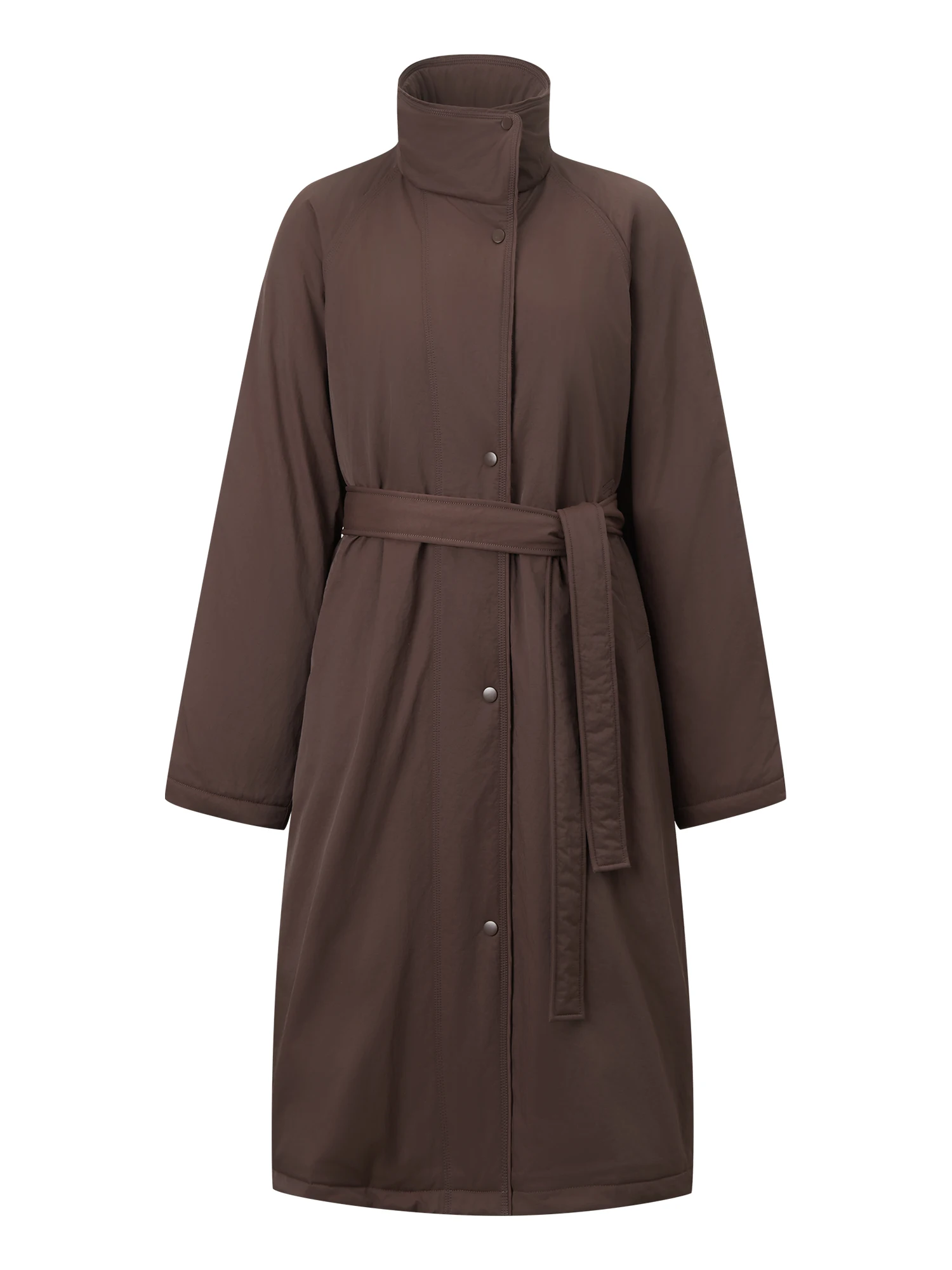 ZIQIAO Women's Down Coats Waterproof Stand Collar Trench Long Coat Slim Waist Winter 2026 Commuting Outweart Ins Chic Streetwear