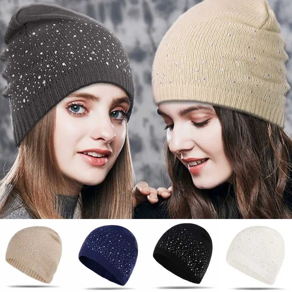 

Fashion Stylish & Shiny Women Knitted Cap Cotton Warm Knitted Hat Soft Stretchy Warm Hat Unisex