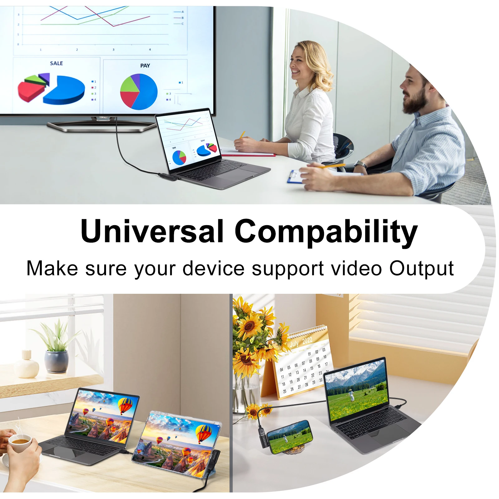 PULWTOP USB C a HDMI, [4K@60Hz, alta velocidad] Adaptador USB tipo C a HDMI Compatible con MacBook, IPad, iMac, Dell, XPS y más.