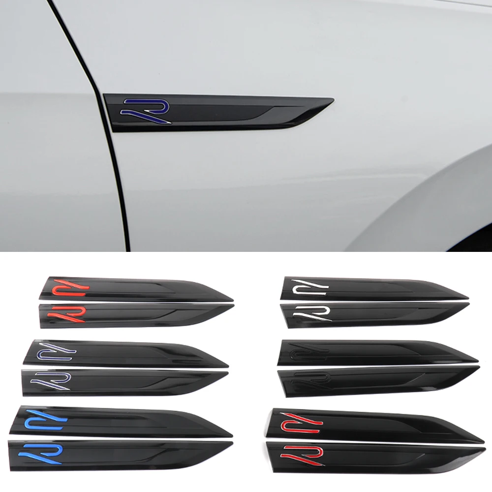 

2Pcs 3D ABS R Styling Car Fender Emblem Side Body Sticker For Volkswagen Golf 4 mk5 Passat b8 b5 VW Sharan Polo 6R Tiguan R Line